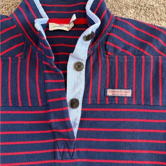 Vineyard Vines Navy and Red Striped Polo long sleeve - Picture 16 of 16